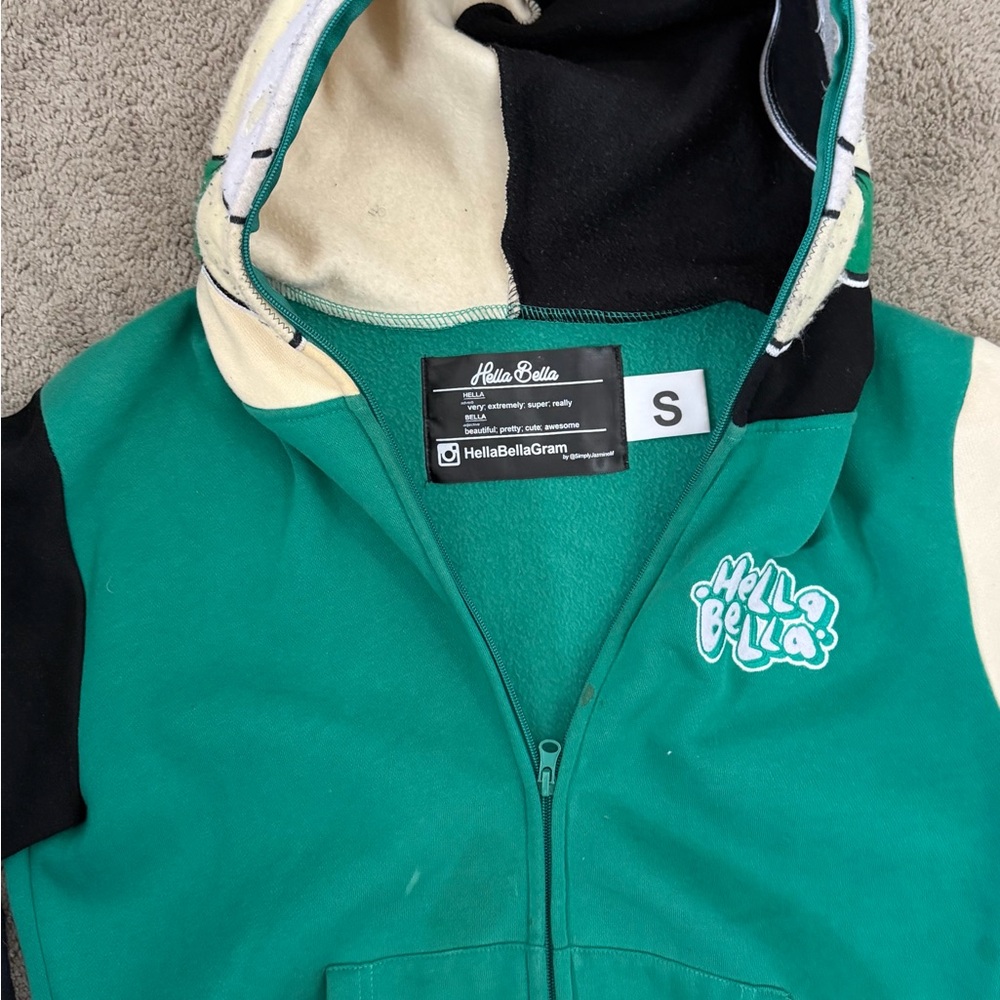 Hella Bella Green Zip-Up Hoodie Jacket - Small